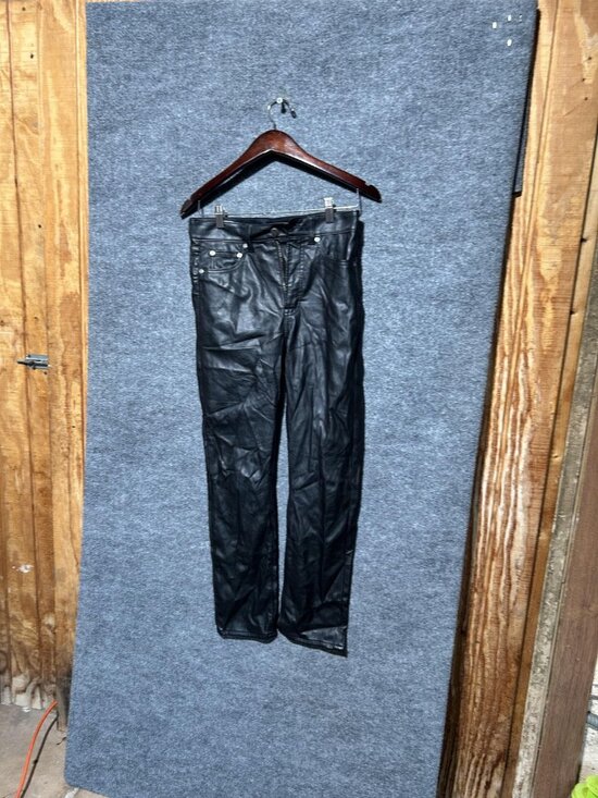 Gap Denim - Gap Jeans Womens 4 Black Faux Leather Vintage Slim High Rise Straight Leg Pants